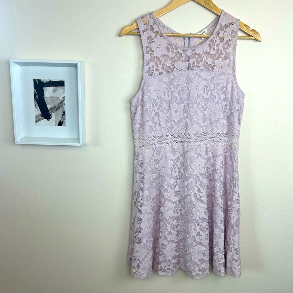 Lavender Sleeveless Lace Mini Dress Spring Summer Garden Party